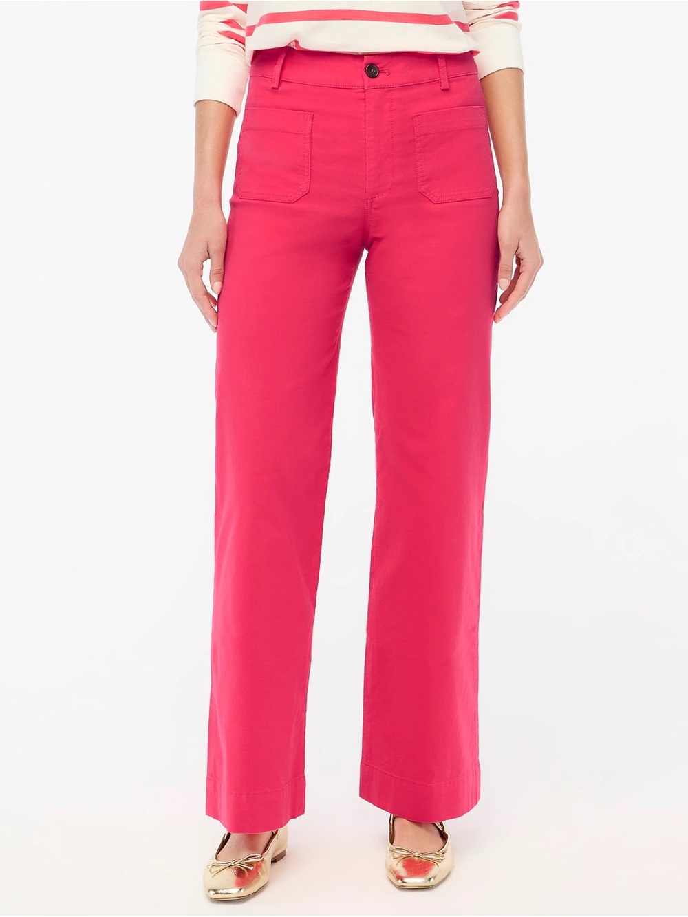 J. Crew Factory Bright Pink Wide-Leg Pants